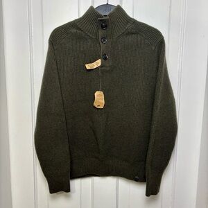 Roots Cashmere Blend Sweater, Mens Large, 1/4 Button, Pullover, Casual, Wool